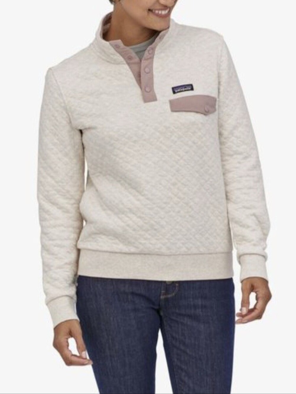 Patagonia Organic Cotton Quilted Snap-T Pullover Dyno White Hazy Purple Medium